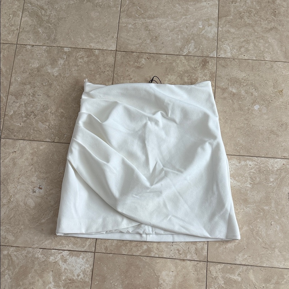Zara White Draped Mini Skirt